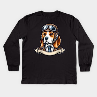 Beagle Pilot Kids Long Sleeve T-Shirt